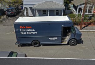 Amazon truck advertisement.